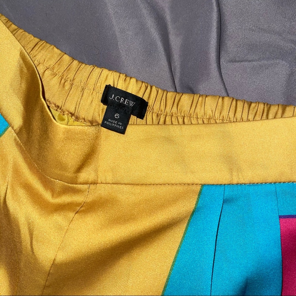 J. CREW Gold, Pink, Turquoise Colorblock Silky Shorts, 6 - Picture 3 of 4